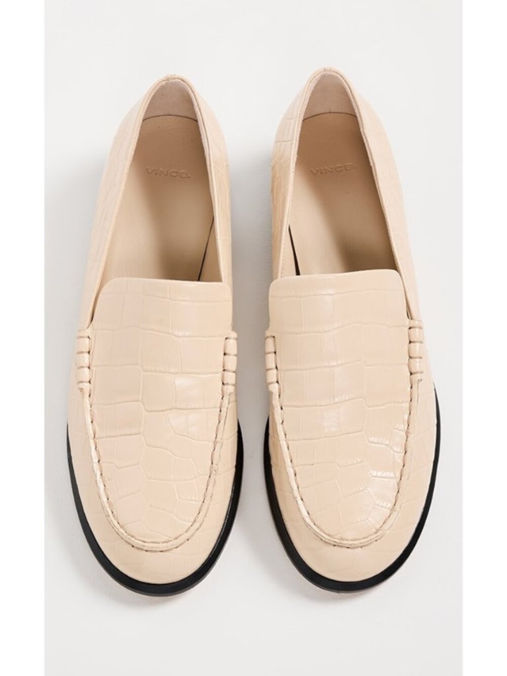 New Vince Naomi Loafer Birch Sand Croc Embossed Sz 7 - Picture 2 of 14